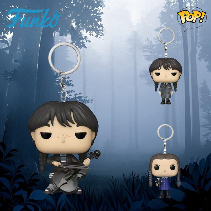 Funko POP Wednesday Adams Family พวงกุญแจรูปพวงกุญแจอะนิเมะอุปกรณ์ต่อพ่วงคอลเลกชันจี้