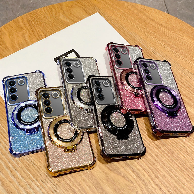 เคส Vivo V27 5G เคส Vivo V27 Pro 5G เคสไฟฟ้าแฟลชสี่มุมป้องกันการตกเคสโทรศัพท์แบบนุ่ม DDSJ