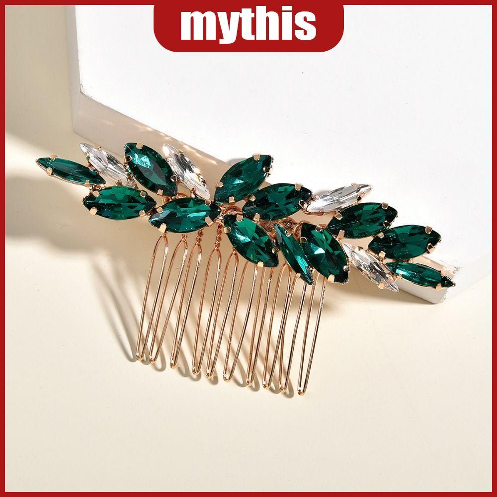 [MYTHIS] ที่คาดผมใบไม้ดอกไม้แฟชั่นเครื่องประดับผมคริสตัล Tiara คลิปเจ้าสาว