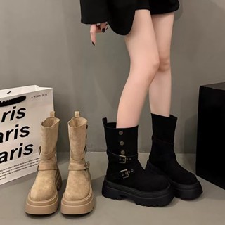 (เท้าผอมเรียวเล็กตรงไซส/อวบอูม+ไซส)TX762  รองเท้าบูทมาร์ติน …