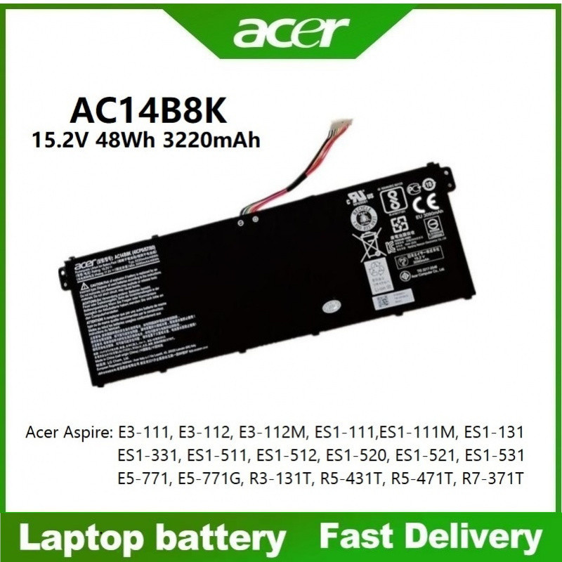 ☸(ส่งฟรี-ประกัน 1 ปี)Battery Notebook Acer AC14B8K For Acer Swift 3 Nitro 5 AN515-42 AN515-51 AN515-