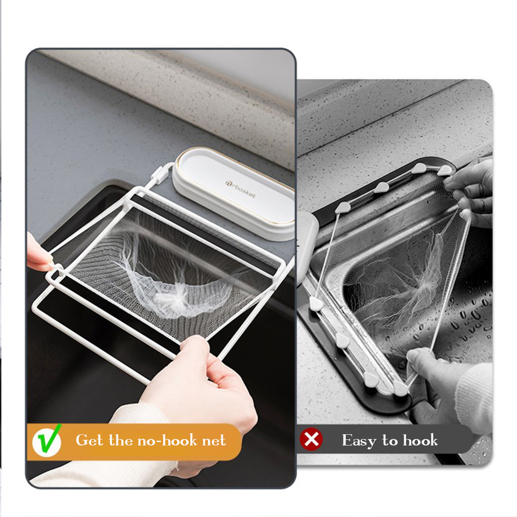 ตาข่ายกรองเศษอาหาร ไม่ต้องทำความสะอาดเศษอาหาร ถุงแยกอาหาร วัสดุสแตนเลส ตาข่ายรูละเอียด ใช้งานง่ายติดข้างอ่างล้างจาน - รูปที่ 5