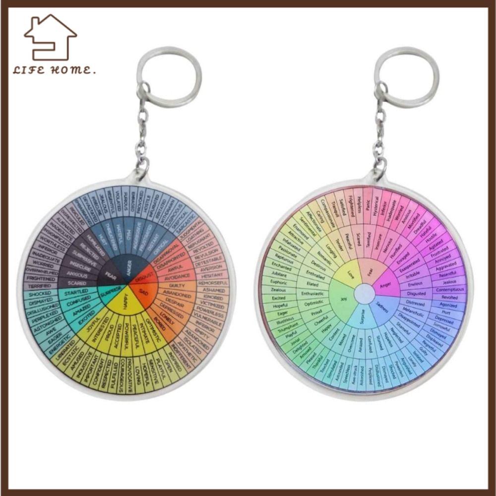 YELGIRL Feelings Wheel Keychain Emotion Vintage Double Sided Car Keyring