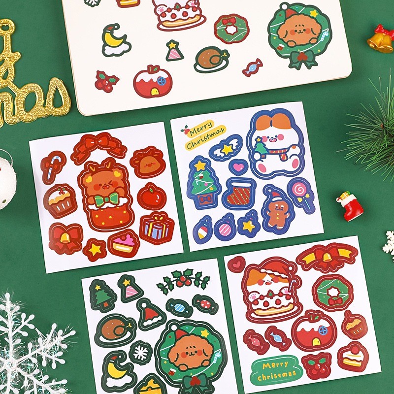 คริสต์มาส ตกแต่ง สติ๊กเกอร์ diy สมุดหมี ไดอารี่ อัลบั้ม sticker christmas ของขวัญของเล่น