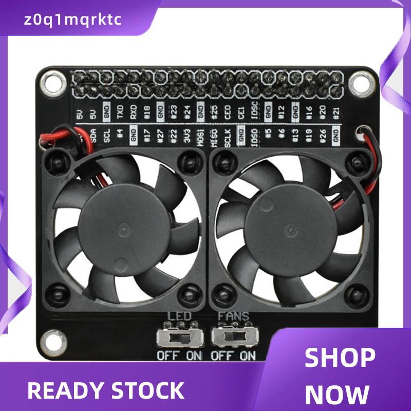z0q1mqrktc Dual Cooling Fan Shield forRaspberry Pi 4B forRaspberry Pi 4B พร้อมฮีทซิงค์สีเขียว LED RP