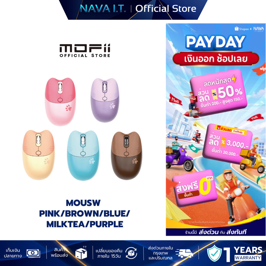 MOFII KITTEN 2.4G WIRELESS MOUS (เม้าส์) - PURPLE- PINK- MILKTEA- BLUE- BROWN