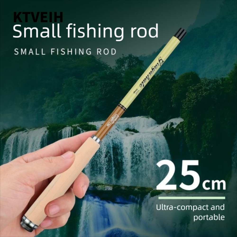 KTVEIH เบ็ดตกปลาแบบพกพา, คาร์บอนไฟเบอร์ ความยาว 26 ซม. คันเบ็ดสั้นพิเศษ, แบบพกพา 0.8-2.4 ม. การออกแบ