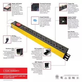 PowerconneX PCX-C5PHTTS-TS04B / TS08B / TS05-5 / TS06C2A1 ปลั๊กพ่วง Double Protection