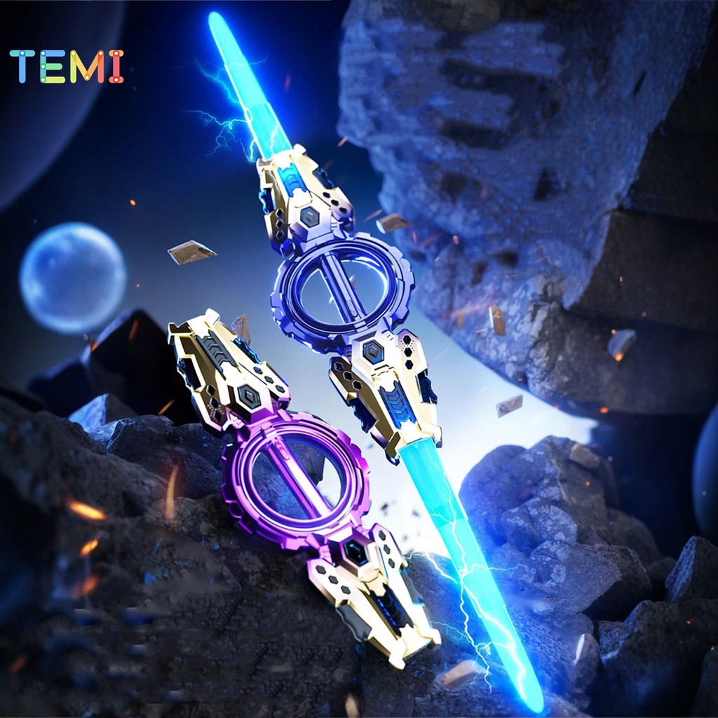 TEMI ouble-Blade Retractable Lightsaber LED ดาบหมุนของเล่นเด็กของขวัญ