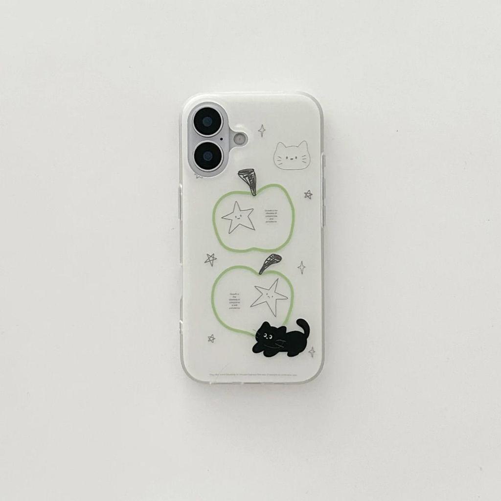สีเขียว Apple Black Cat IMD สองชั้น Iphone16/15promax เคสโทรศัพท์มือถือ 14/13/12/XR เคสแข็ง XSmax หญ
