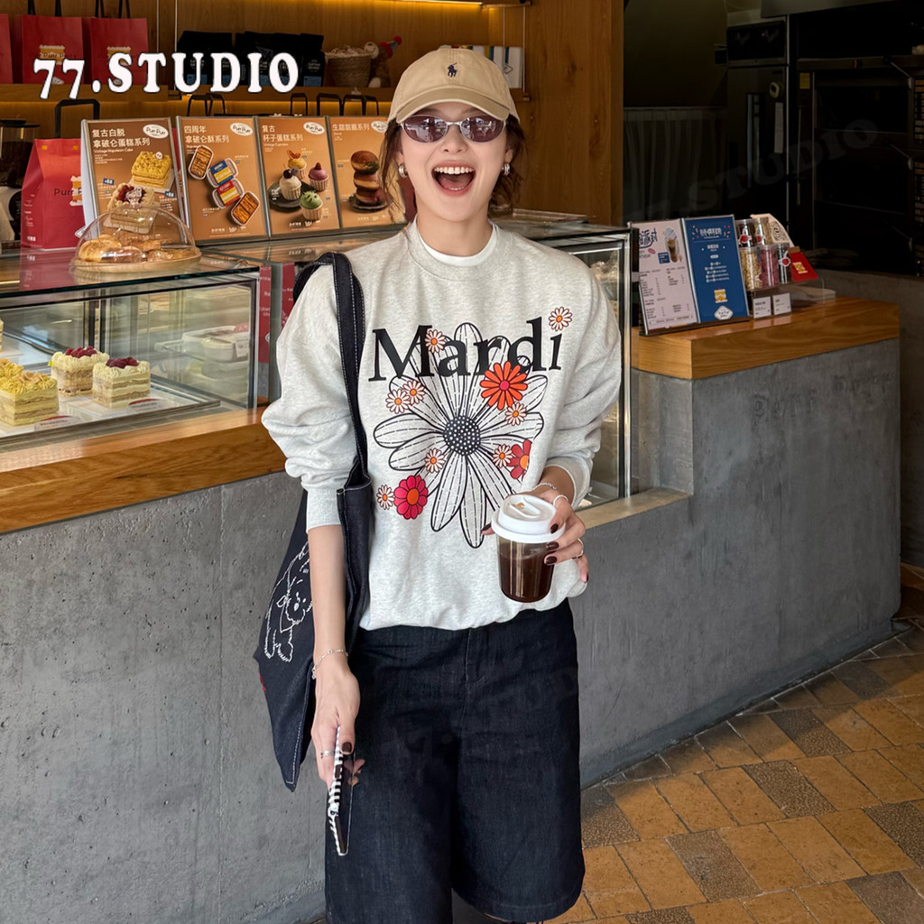 COD (กรุงเทพจัดส่งสินค้า)เสื้อ Mardi แขนยาวเสื้อสเวตเชิ้ตแขนยาวคอกลมพิมพ์ลายสำหรับผู้ชายและผู้หญิง ทรงหลวม สวมใส่สบาย ราคา ถูกที่สุด ดีลบีเคเค