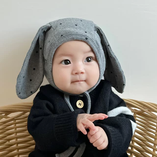 หมวกเด็ก หมวกป้องกันหู หมวกเด็กหูกระต่าย ผ้าฝ้าย ผ้านิ่มใส่สบาย สายรัดปรับระดับได้ 2-12 เดือน