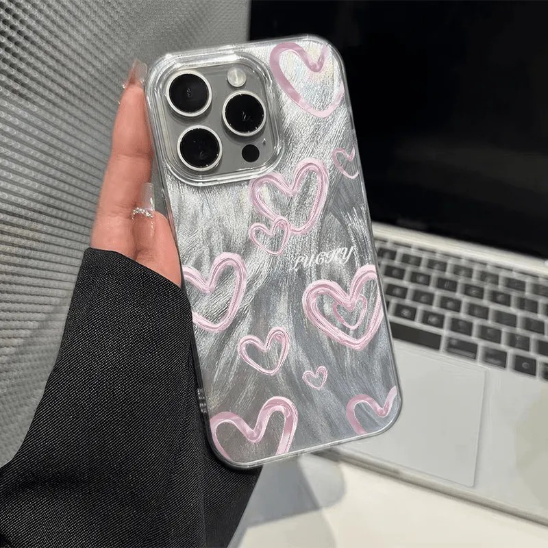 MERAH TPU Pink Heart Case Samsung IPhone OPPO VIVO Samsung a15 a55 s24 s25 ultra a02 a03 a04 a05 a11