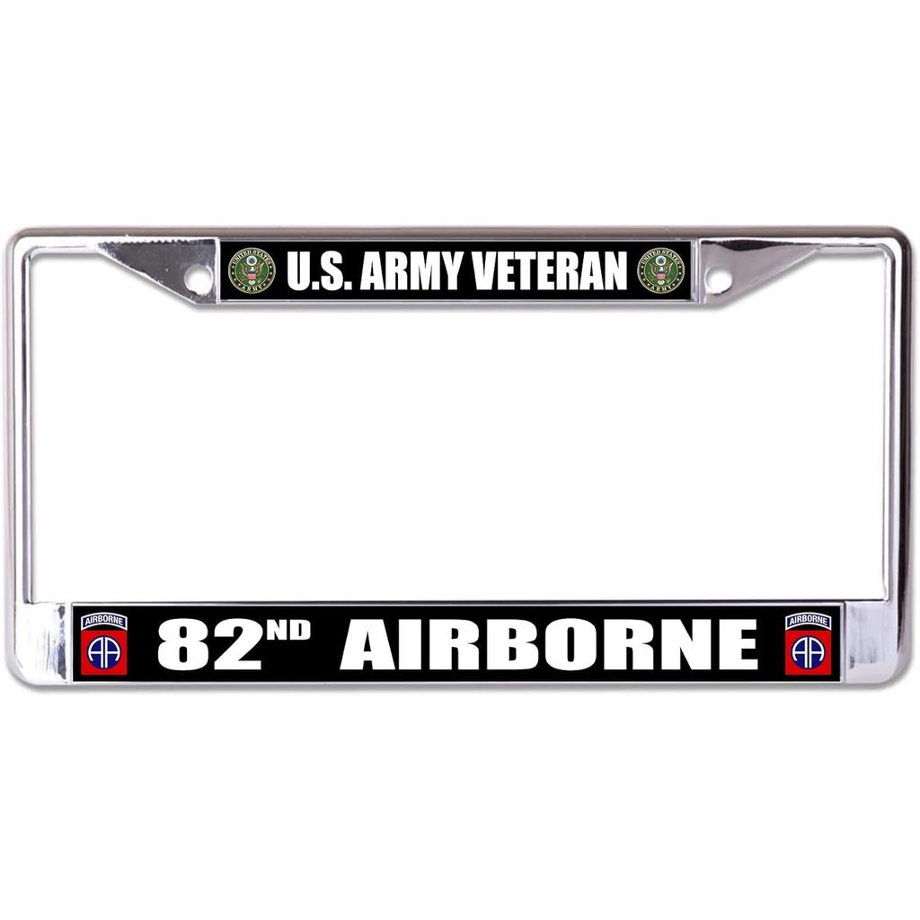 US Army Veteran 82nd Airborne Chrome กรอบป้ายทะเบียน