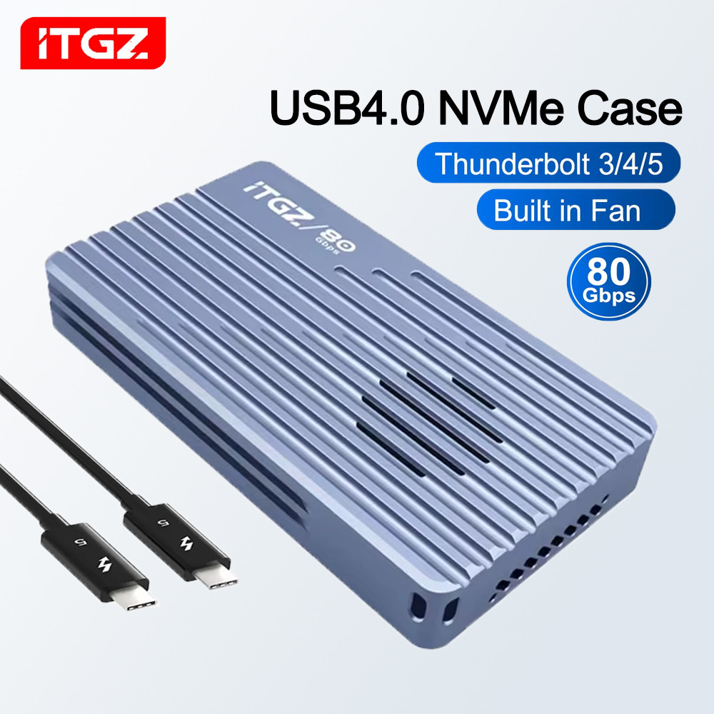 ITGZ 80Gbps Thunderbolt 5 M.2 NVMe SSD Enclosure พร้อมพัดลม Cooling JHL9480 ชิปสําหรับ Thunderbolt 5