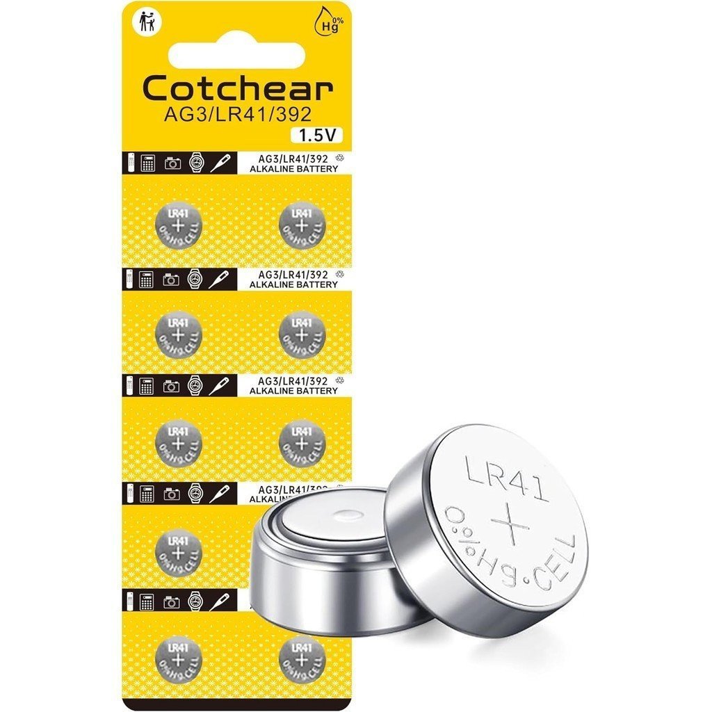 Cotchear 10pcs AG3 LR41 แบตเตอรี่ 392 384 192 SR41SW CX41 L736 แบตเตอรี่ L736f Battry 1.5V LR41 ปุ่ม