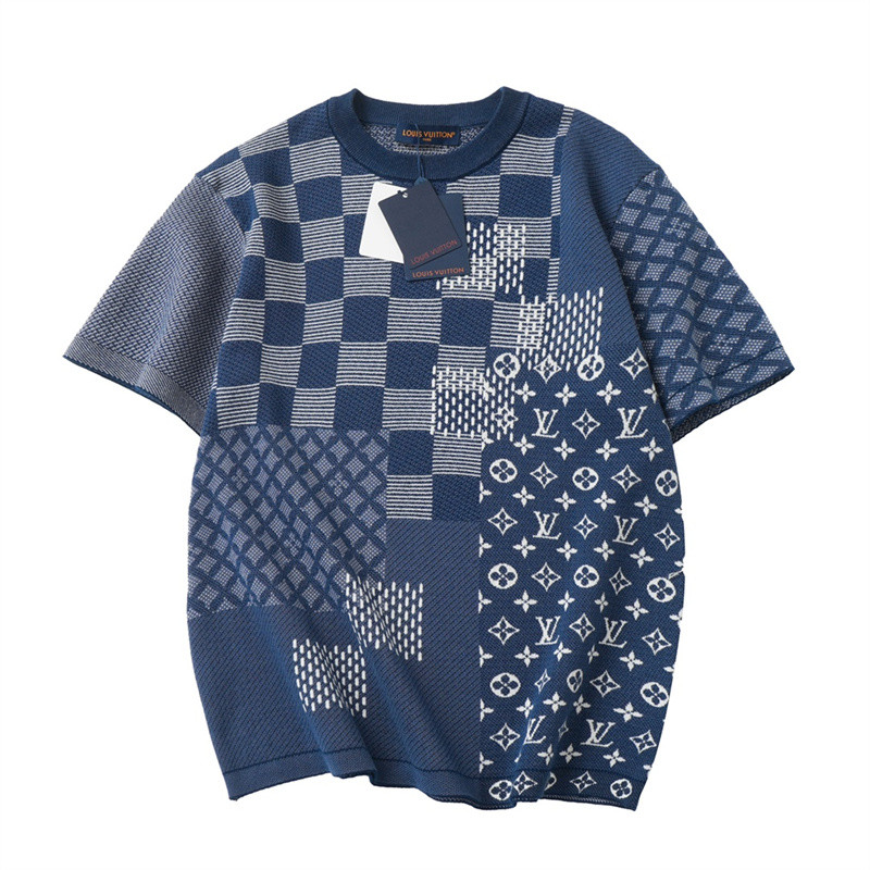 เสื้อยืดผ้าถักเทรนด์คลาสสิก เช็กเกอร์บอร์ด unisex สำหรับทั้งผู้ชายและผู้หญิง