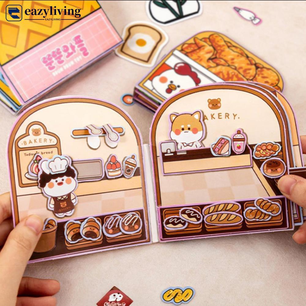 EAZYLIVING Sensory Quiet Book สําหรับสาวไม่มีตัด Busy Book Fine มอเตอร์ทักษะของเล่นสติกเกอร์แบบใช้ซ้