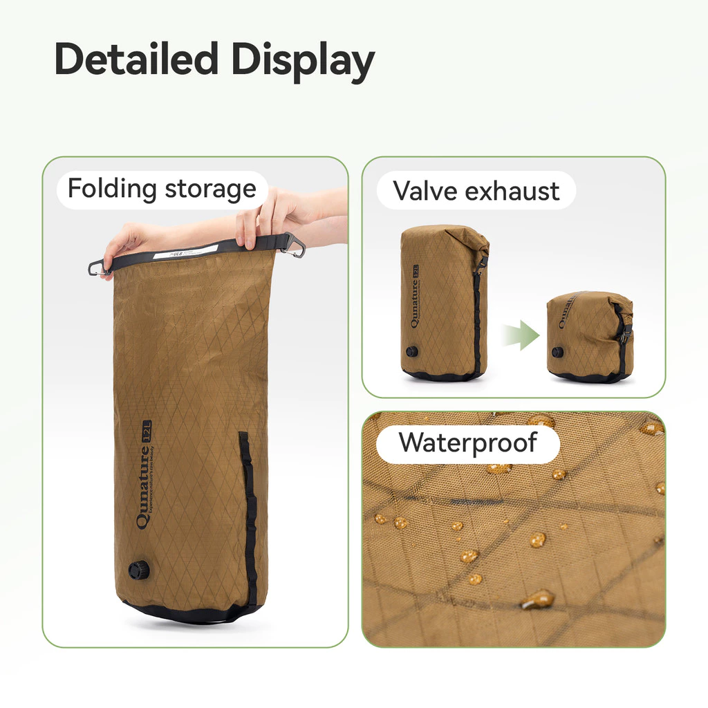 Qunature Bikepacking ถุงกันน้ำแบบบีบอัด 6/12L กระเป๋าข้างจักรยานแบบ Dry Bag ขยายได้ ทนต่อการสึกหรอ เหมาะสำหรับทัวร์ริ่งและปั่นไปทำงาน ใช้ได้กับจักรยานเสือหมอบและเสือกรวด thumbnail 5