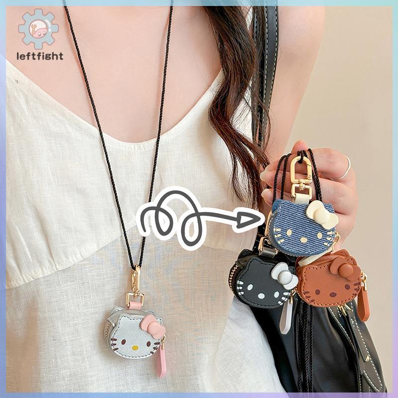 ซ้ายการ์ตูน Sanrio Hello Kitty พวงกุญแจ KT แมวสร้างสรรค์กระเป๋าหนังจี้สร้อยคอ Kawaii เสื้อผ้าแฟชั่น 