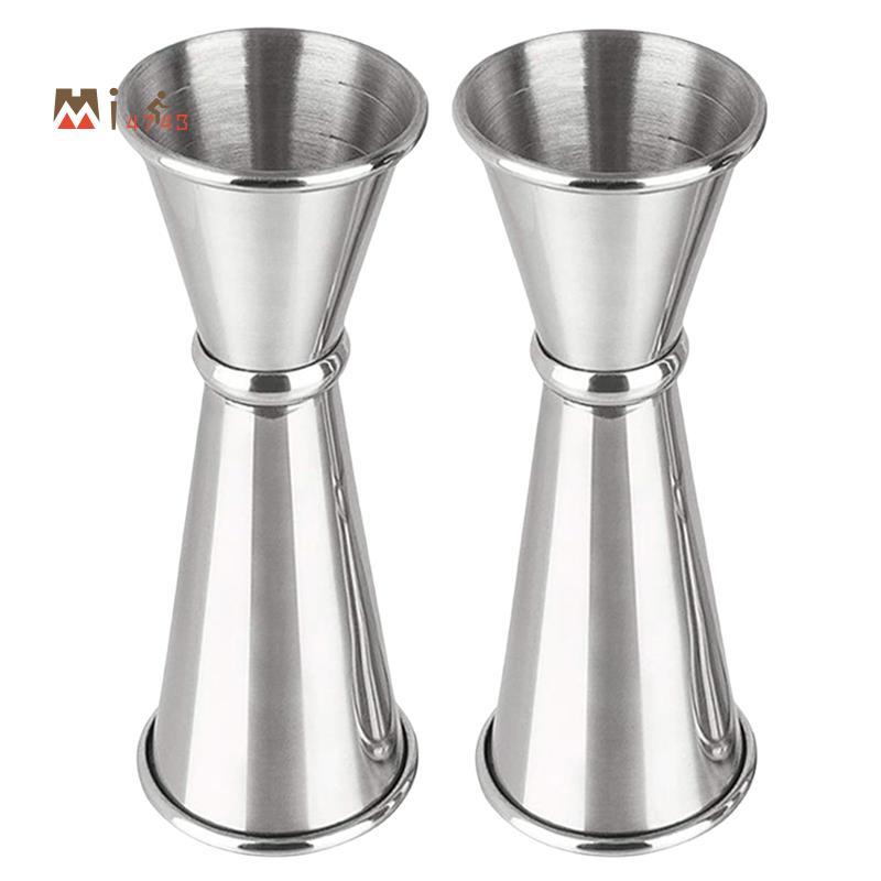 Mi4743สําหรับ Bartending Jigger 2 ชิ้น, 2 ออนซ์ 1 Oz Cocktail Jigger, อุปกรณ์เสริมบาร์, ถ้วยตวงสีเงิ