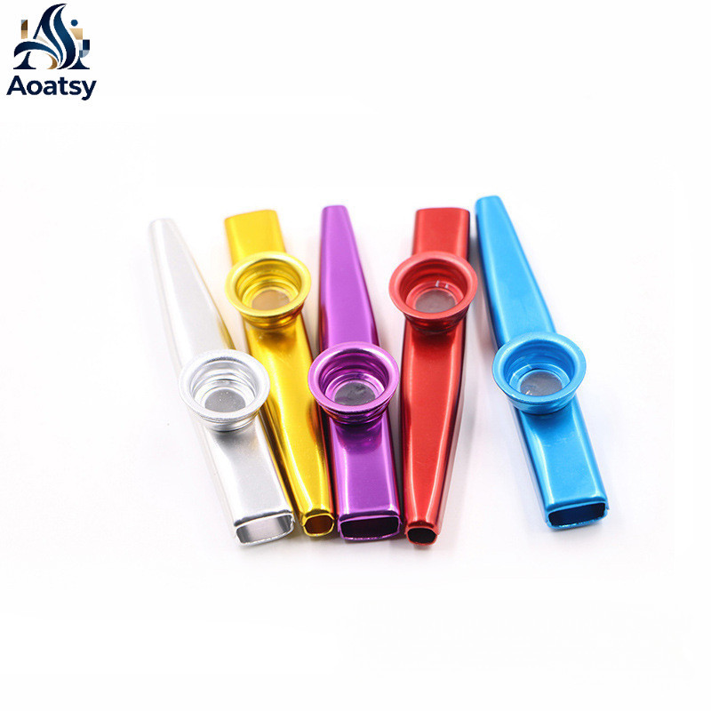 Aoatsy เครื่องดนตรีขนาดเล็ก Kazoo โลหะ สำหรับกีต้าร์อูคูเลเล่ เครื่องเป่าคาซู Kazoo แบบโลหะ