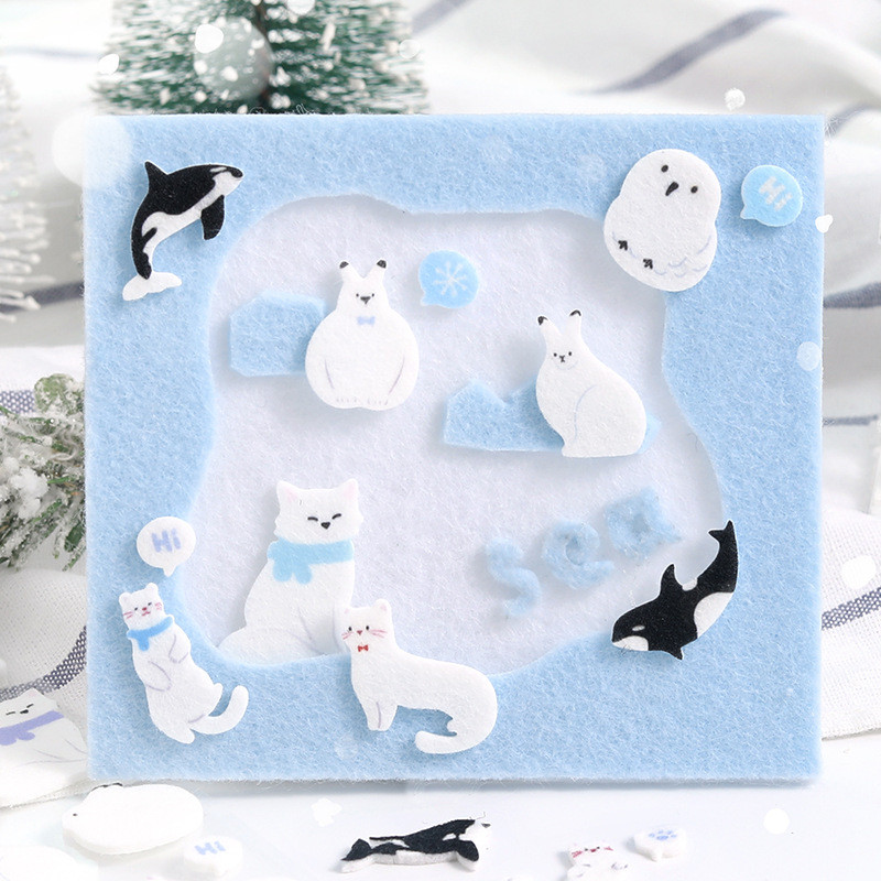 ไดลี่|Polar Letters Felt สติกเกอร์นุ่มน่ารัก Arctic สัตว์รูปแบบสติกเกอร์ diy ตกแต่งคู่มือ Collage วัสดุคู่มือสติกเกอร์