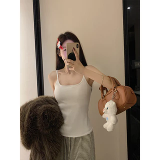 <Moses Queen> เสื้อสายเดี่ยวมีฟองน้ำ สีพื้น สำหรับใส่ข้างในในช่วงฤดูใบไม้ร่วงและฤดูหนาว เสื้อครอปหลังสวย