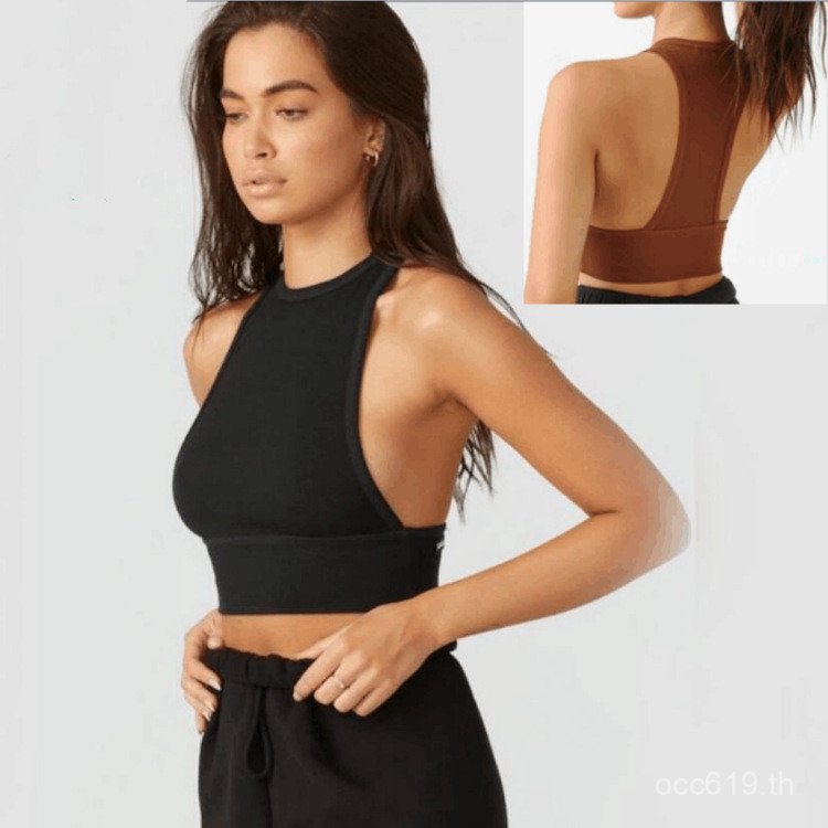 แห้งเร็วด้วยแผ่นหน้าอกวิ่งที่สวยงามกลับชุดชั้นในโยคะฟิตเนสกีฬากลางแจ้งชุดชั้นในเกลียวหญิงรอบคอข้ามพร