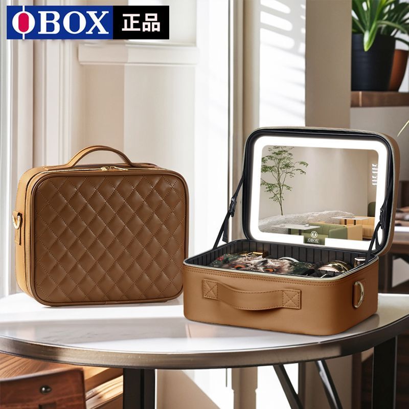 OBOX กระเป๋าเครื่องสําอางช่างแต่งหน้าเฉพาะหญิงความจุขนาดใหญ่พร้อมกระจกแบบพกพาออกนอกบ้าน ins กระเป๋าเ