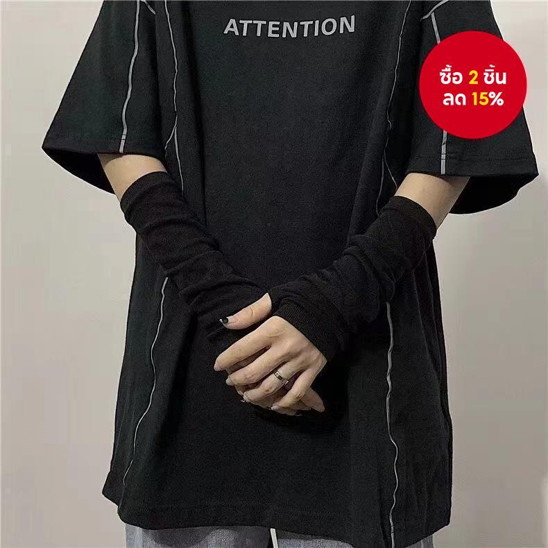 ถุงมือครึ่งนิ้วลายสไตล์ฮาราจูกุ-Unisex Y2K Retro UV Protection SleevesสําหรับStreetwear/Campus