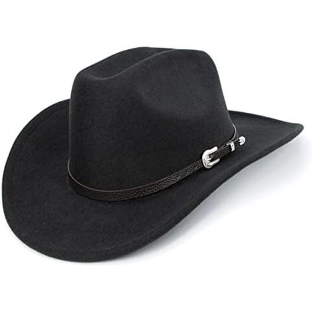 Western Cowboy Hat for Men Women Classic Roll Up Fedora Hat with Buckle Belt(Size:S-M)
