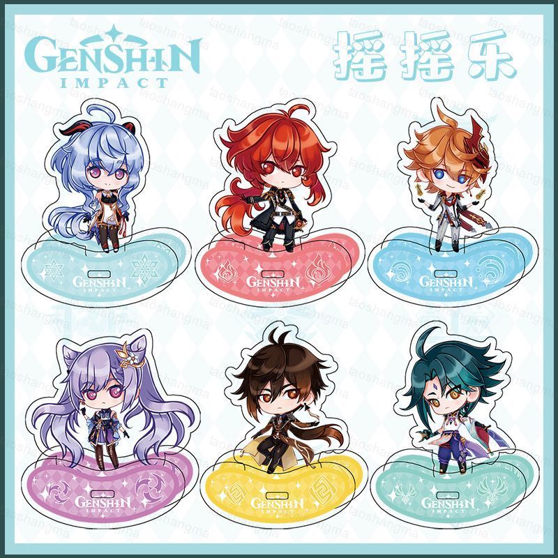 Genshin Impact Shake ตุ๊กตา Action Figure Hutao Keqing Lumine Paimon Klee Tumbler อะคริลิคตกแต่งบ้าน