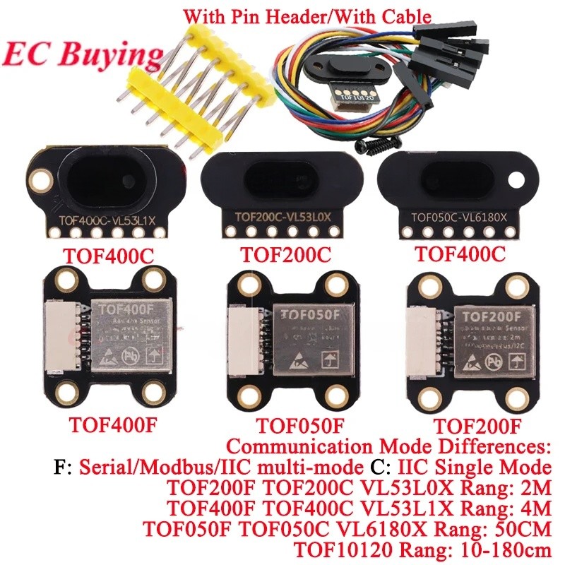 5 ชิ้น/1 ชิ้น VL6180/VL53L0X/VL53L1X TOF10120 เวลาเที่ยวบิน ToF เลเซอร์ตั้งแต่เซนเซอร์ TOF050F TOF05