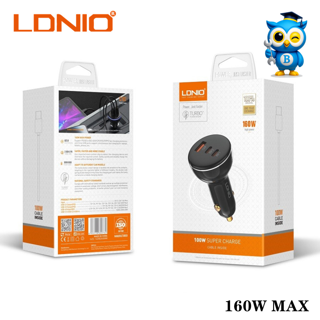 LDNIO C102 ที่ชาร์จในรถยนต์ 160W 3 USB Super Fast Car charger C102