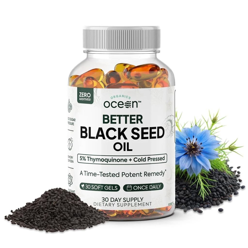 Organics Ocean Better Black Seed Oil Cold Pressed - Pure Nigella Sativa Oil for Immune Support - 5% 