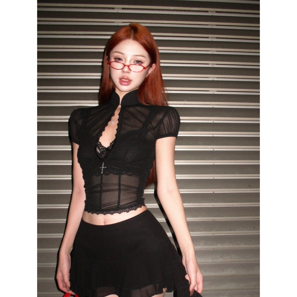 L.A Shop★เสื้อคุณภาพดี เสื้อยืดครอปแขนสั้น ดีเทลเว้าหลังอยู่ น่ารักมากๆผ้าซีทรู เข้ารูป เซ็กซี่ “FY5072” ราคา ถูกที่สุด ดีลบีเคเค แกลเลอรีภาพที่ 3
