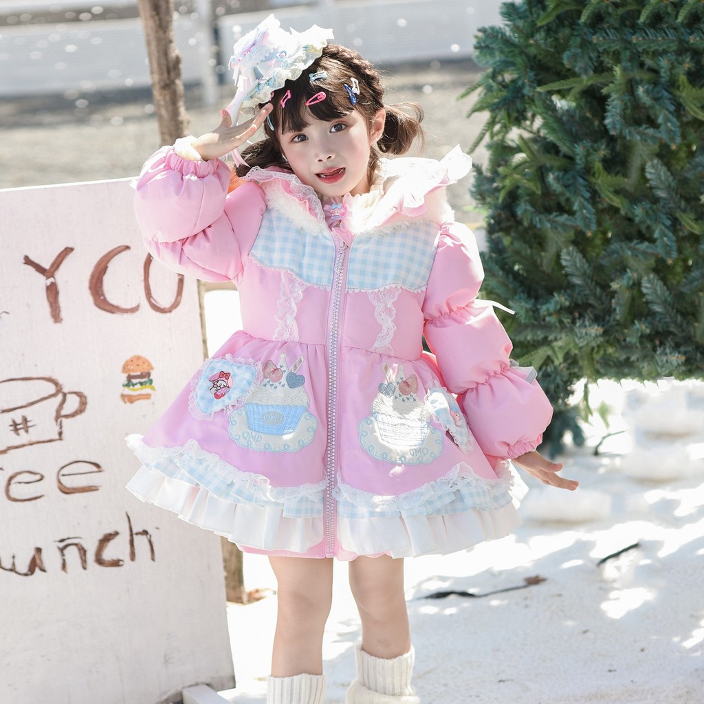 คุณภาพสูงMelody เด็กฤดูหนาวเสื้อ Lolita เด็กหนา Warm Jacket Lolita หญิงลงเสื้อแจ็คเก็ต Melody COS