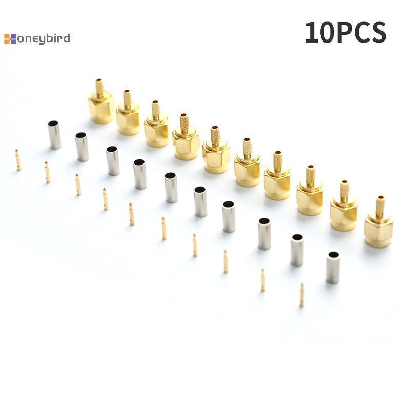 Honeybird 10 ชิ้น SMA ชายปลั๊ก crimp สําหรับ RG174 RG316 RG178 RG179 LMR100 สาย RF Connector Nice