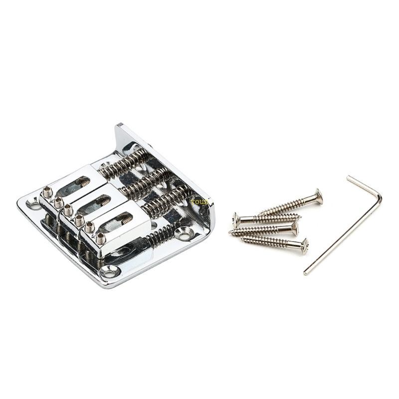 Youn กีตาร์ไฟฟ้าสะพานอาน 3 String Fixed Hardtail Bridge พร้อม Srews และประแจ Hardtail Bridge กีตาร์ 