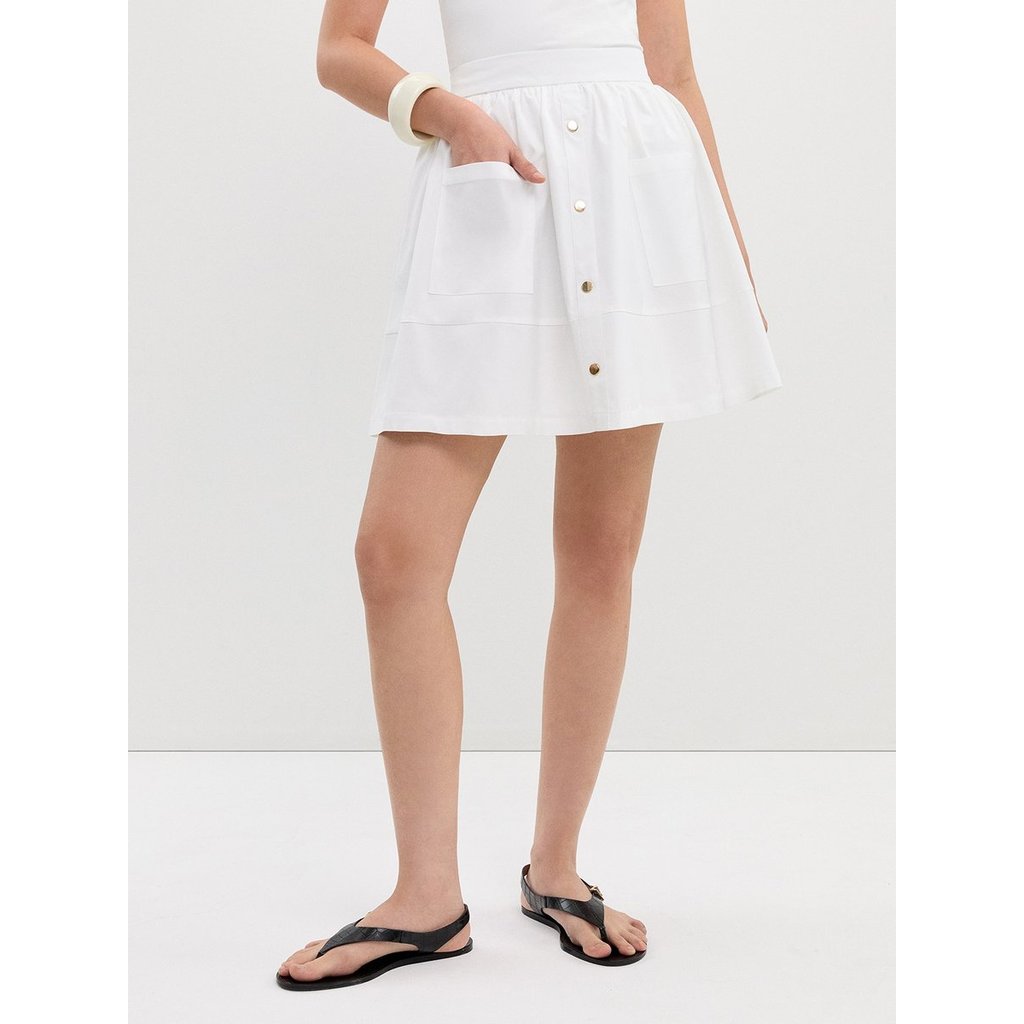 [Pomelo] กระโปรงเอวยางยืดแต่งกระเป๋า / Pocket Elastic Waist Skirt