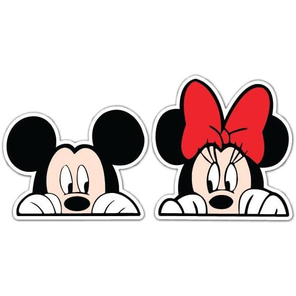 Imperial Vibes Disney Peekking Mickey Mouse & Minnie Mouse รูปลอกรถ กันน้ํา 4x3.8 & 4x3.2 นิ้ว - Imp