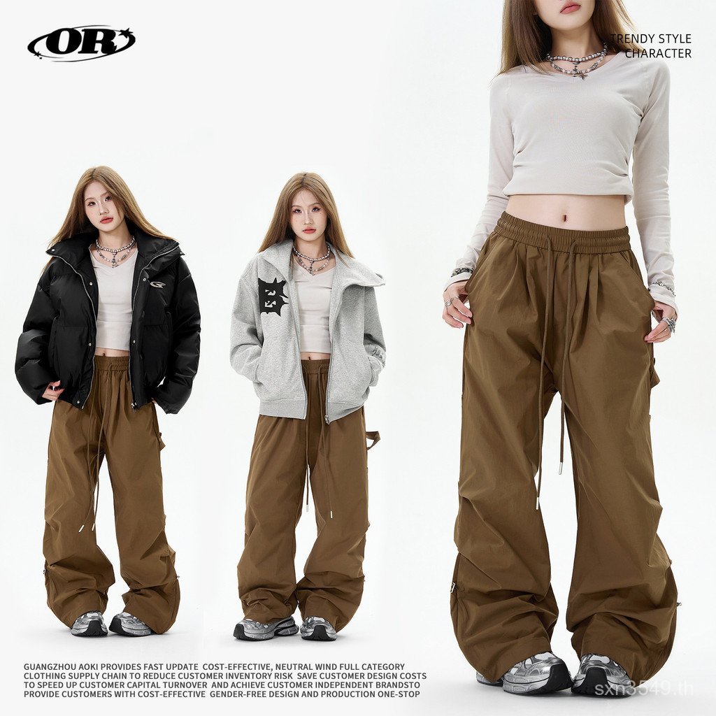 ชุดภูเขาหลวม丨 Overalls Street Wear Parachute OREETA Retro American Style Overalls Design Feel Pleate