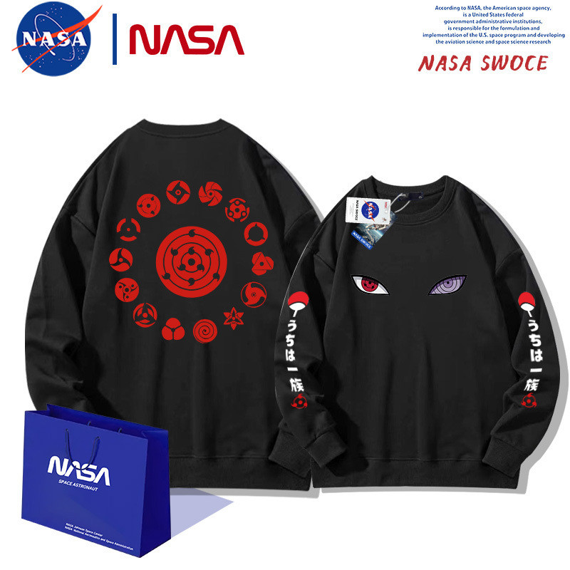 เสื้อแขนยาวสไตล์นารุโตะ สีดำ มีโลโก้ Uzumaki สำหรับทั้งผู้ชายและผู้หญิง