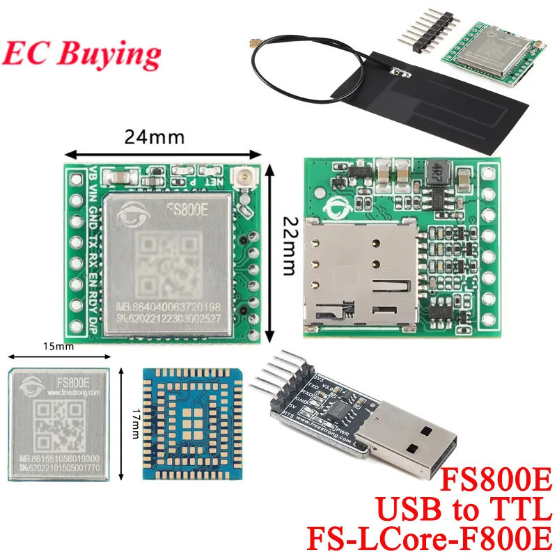 FS800E 4G Core Board Cat.1 Wireless LTE การสื่อสารเครือข่ายทั้งหมด DTU การส่งข้อมูล EC800N โมดูลพัฒน