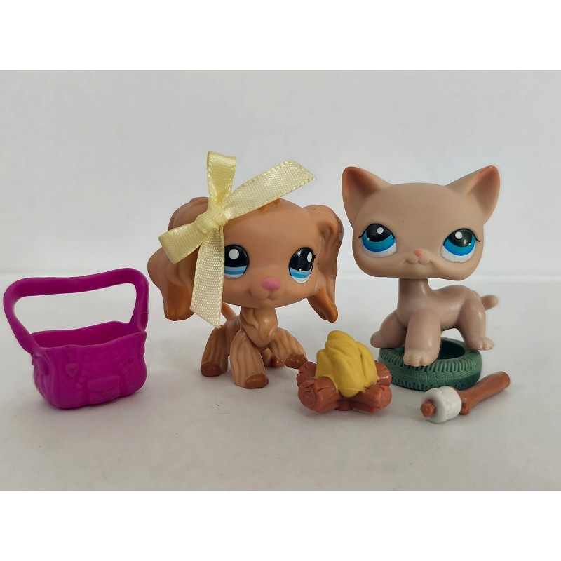 2 ชิ้น/ล็อต LPS รูปแมวสุนัข #1716#228 W/Accessories ของเล่น Littlest Pet Shop