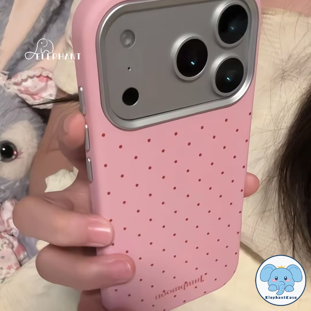 สำหรับiPhone 17 16 AIR 14 15 13 12 11 Pro Max 7 15 Plus XR X XS SE 2 3 สีชมพูเต็มจอ ลายจุดเวฟพอยต์ เนื้อหนัง หุ้มซิลิโคน