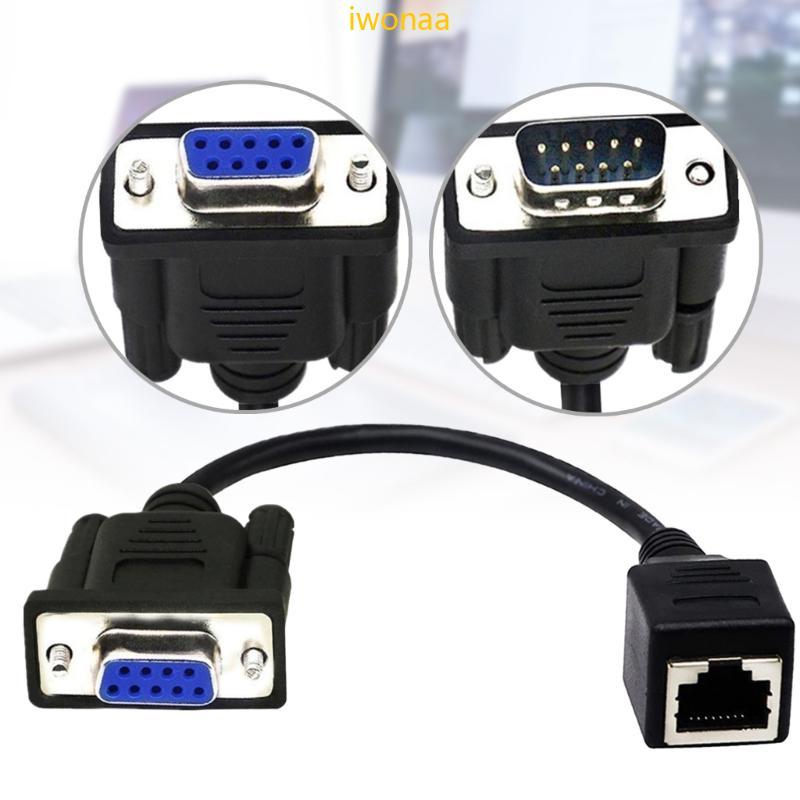 Iwo RS232 DB9 9Pin to RJ45 สายต่อชายหญิง Extender RS232 Connectors
