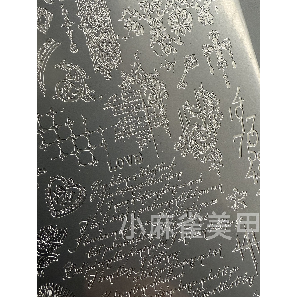 ☬เล็บเครื่องมือศิลปะตัวอักษรภาษาอังกฤษโอนแผ่นเหล็กเครื่องมือแม่แบบดิจิตอลแผ่นพิมพ์รูปแบบละเอียด♞