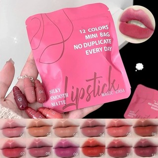 Velvet Matte Lipstick Set 12 Piece Mini Capsule tahan lama tahan air Portable Solid Lip Gloss Kaya Pigmen
